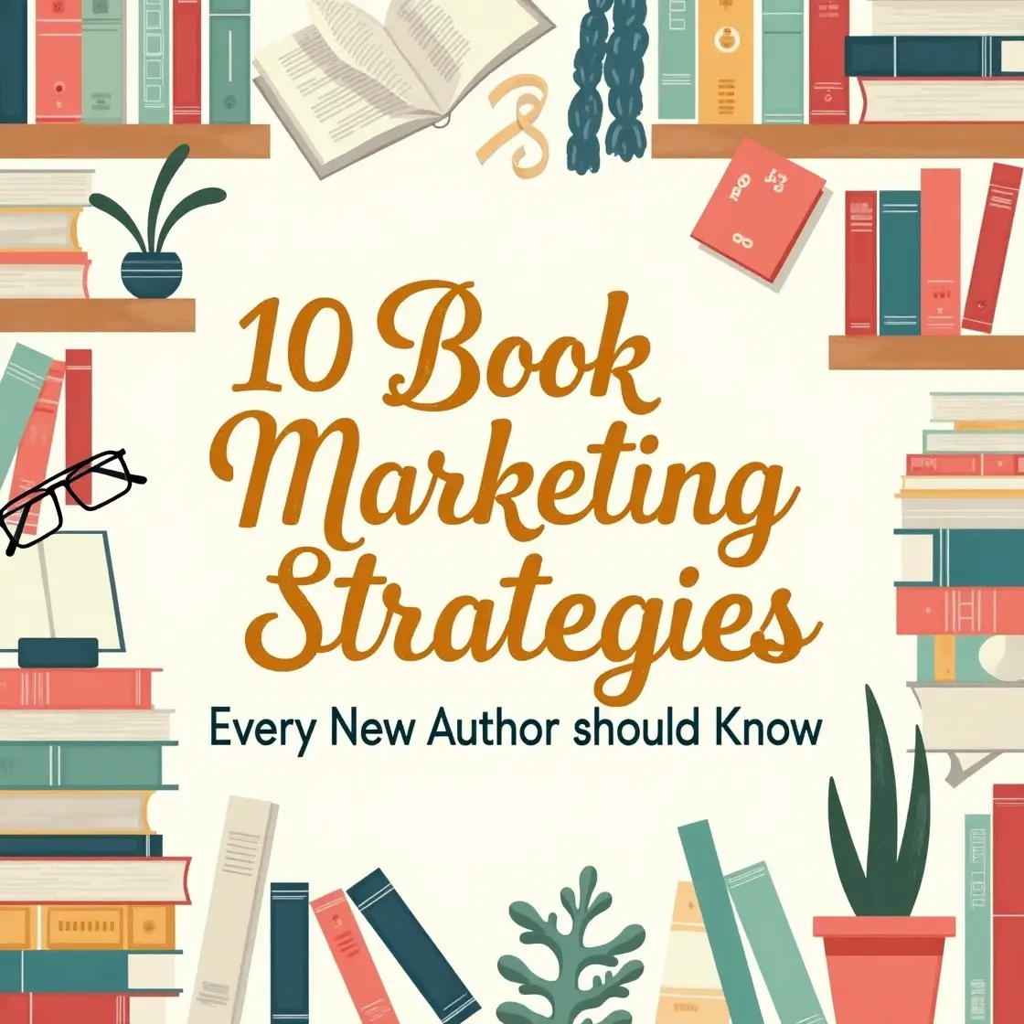Various marketing strategy icons surrounding a book